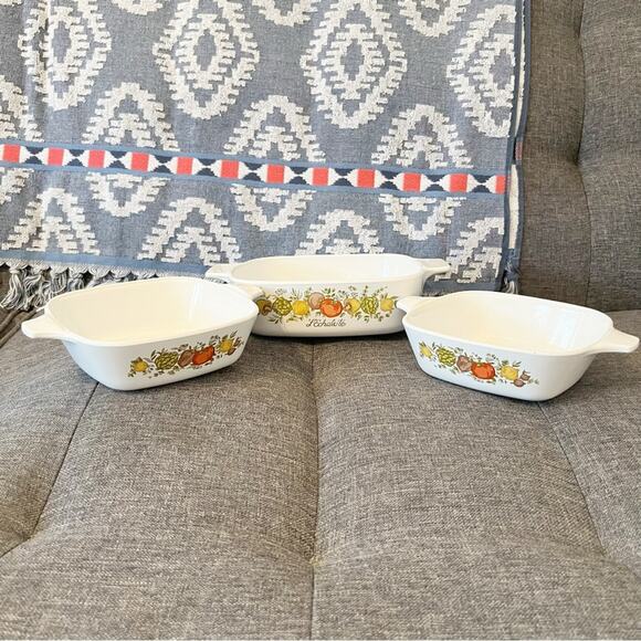 CORNINGWARE *Vintage* Spice O' Life 3 Pc. Casserole / Serving Set - Picture 5 of 13